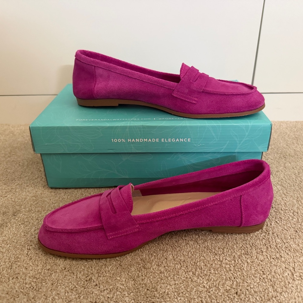 Vibrant Pink Suede Loafers